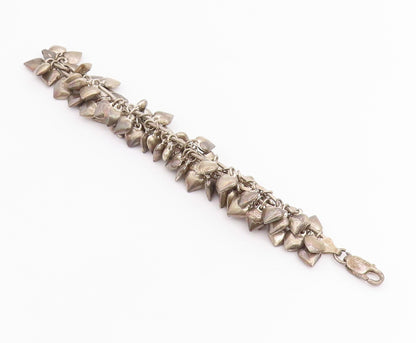 925 Sterling Silver Vintage Bracelet Chunky Love Heart Cascade Chain  BT12205