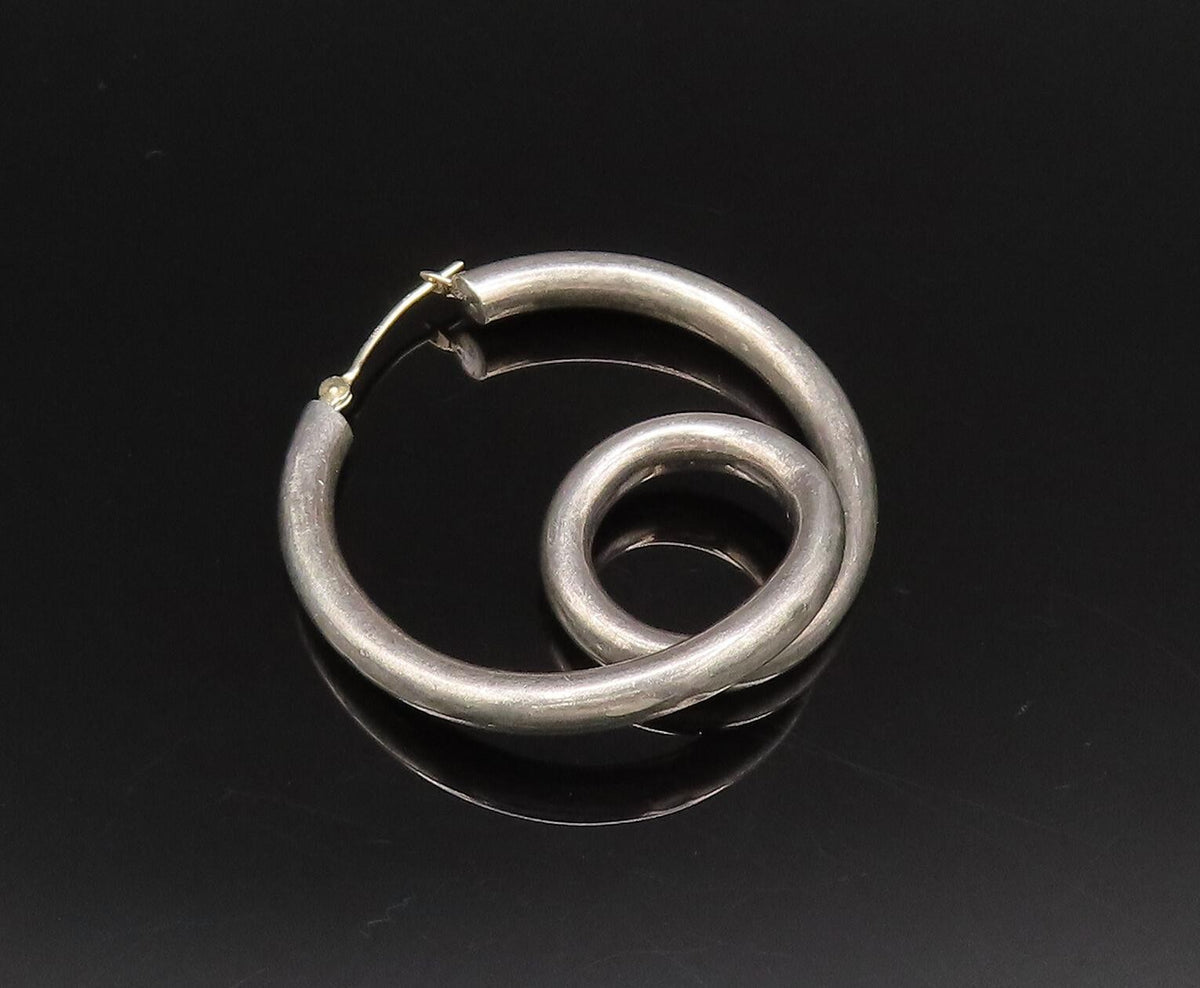 14K GOLD & 925 Silver  Vintage Two Tone Hoop Drop Singles Lot Earrings EG12050