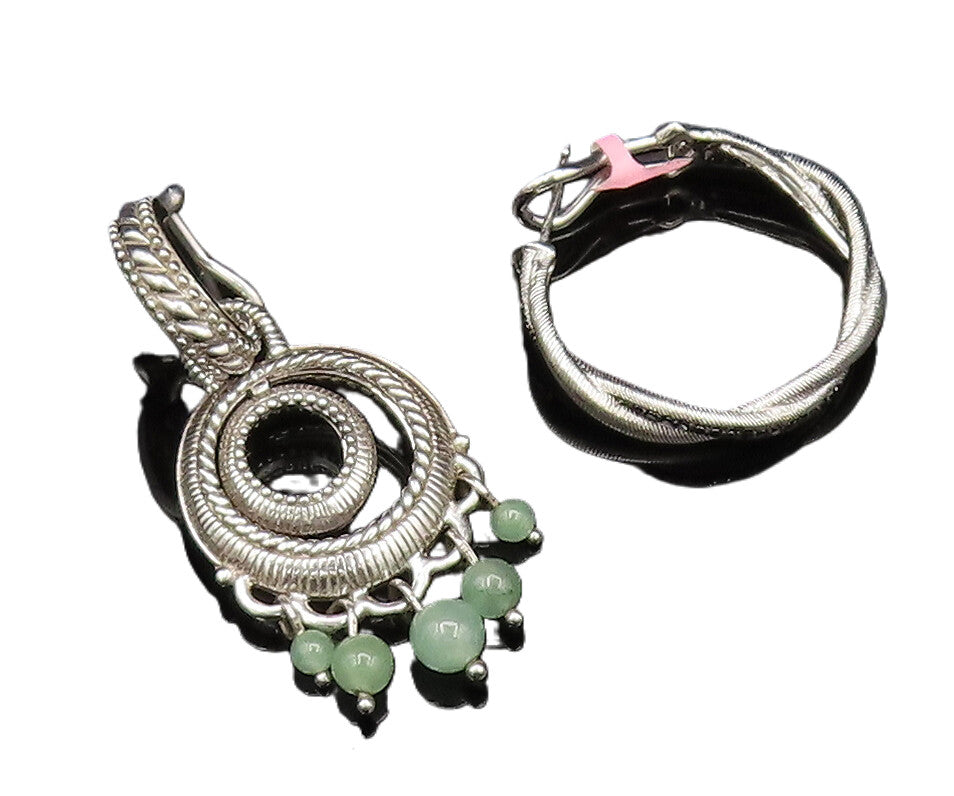 JUDITH RIPKA 925 Silver  Vintage Jade & Spinel Singles Lot Earrings  EG12094
