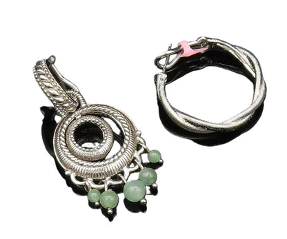 JUDITH RIPKA 925 Silver  Vintage Jade & Spinel Singles Lot Earrings  EG12094