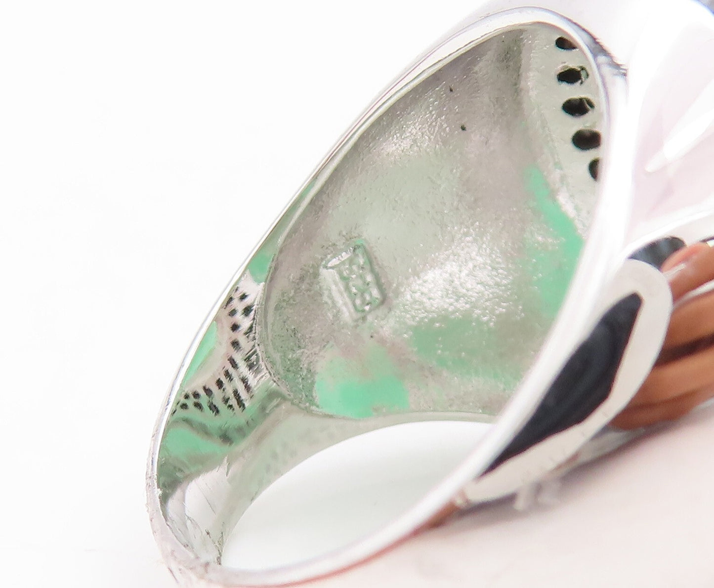 925 Sterling Silver Vintage Ring Round Green Gemstone Halo Spinel  Sz 7  RG29602