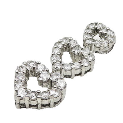 925 Sterling Silver  Cubic Zirconia Graduated Love Hearts Pendant  PT14739