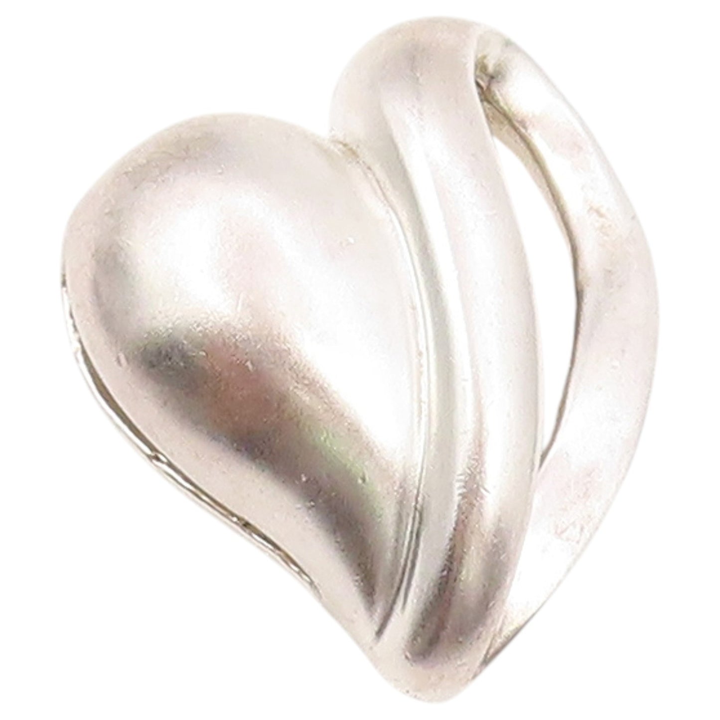 925 Sterling Silver Vintage Pendant Modernist Puffed Love Heart Charm  PT26439