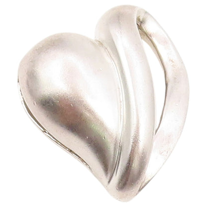 925 Sterling Silver Vintage Pendant Modernist Puffed Love Heart Charm  PT26439