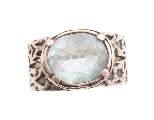 925 Sterling Silver Vintage Ring SHABLOOL ISRAEL Dark Tone Topaz Sz 10.5 RG31610