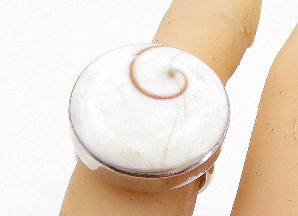 925 Sterling Silver  Vintage Shive Eye Shell Swirl Cocktail Ring Sz 6.5 RG6165