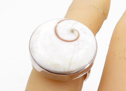 925 Sterling Silver  Vintage Shive Eye Shell Swirl Cocktail Ring Sz 6.5 RG6165