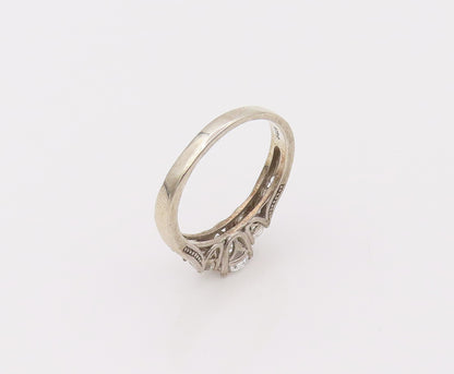 925 Sterling Silver  Vintage Princess Cut CZ Wedding Ring Sz 10.25  RG26637