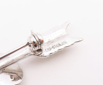 BEAU 925 Silver  Vintage Cupid Arrow Through Love Hearts Brooch Pin  BP9733