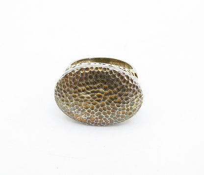 SETA 925 Sterling Silver  Vintage Hammered Oval Dome Cocktail Ring Sz 9 RG5322