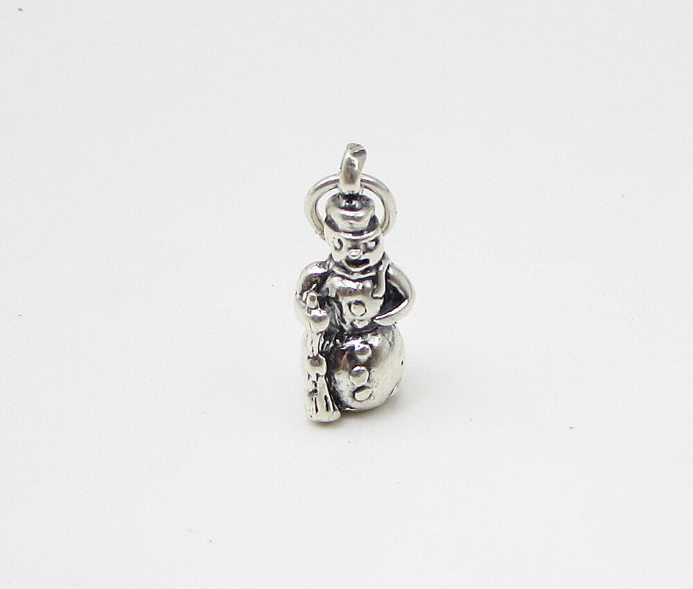 925 Sterling Silver  Vintage Snowman Charm Pendant  PT1879