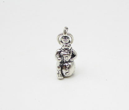 925 Sterling Silver  Vintage Snowman Charm Pendant  PT1879