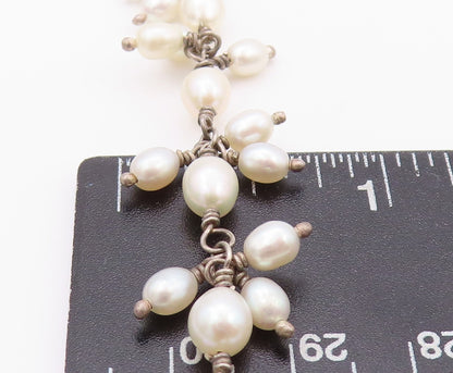 925 Sterling Silver Vintage Necklace DOUG PAULUS Minimalist Pearl Cluster NE4492
