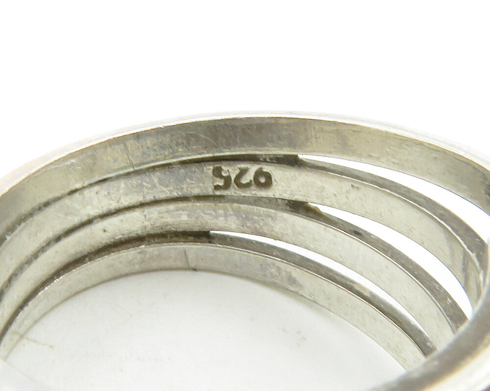 925 Sterling Silver  Vintage Shiny Diamond Cut Split Band Ring Sz 8  RG13236
