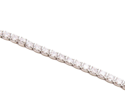 925 Sterling Silver  White Cubic Zirconia Adjustable Box Chain Bracelet  BT1108
