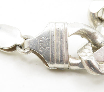925 Sterling Silver  Vintage Shiny Chiseled Curb Link Chain Necklace  NE2558