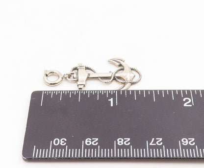 925 Sterling Silver Vintage Pendant Etched Nautical Marine Anchor Charm  PT25934