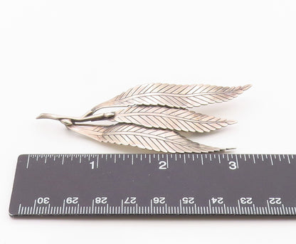 925 Sterling Silver Vintage Brooch Pin GERTRUD ENGEL Denmark Triple Leaf BP12554