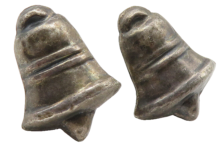 MEXICO 925 Sterling Silver  Vintage Antique Bell Non Pierce Earrings  EG6310