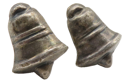 MEXICO 925 Sterling Silver  Vintage Antique Bell Non Pierce Earrings  EG6310