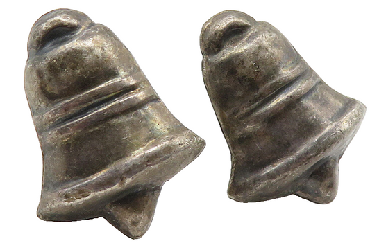 MEXICO 925 Sterling Silver  Vintage Antique Bell Non Pierce Earrings  EG6310