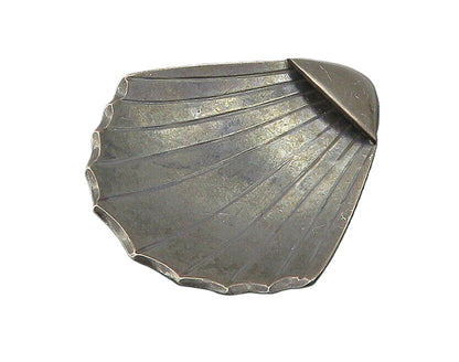 DENMARK 925 Silver  Vintage Oxidized Clam Shell Motif Brooch Pin  BP8745