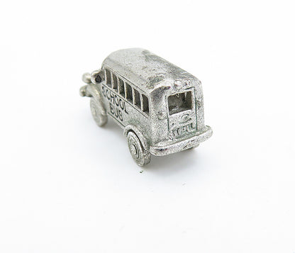 925 Sterling Silver  Vintage Petite Dark Tone School Bus Drop Pendant  PT5630