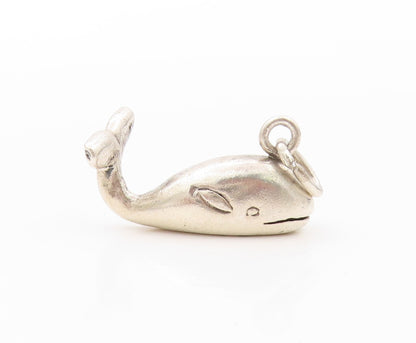 925 Sterling Silver Vintage Pendant Minimalist Whale Charm  PT24111