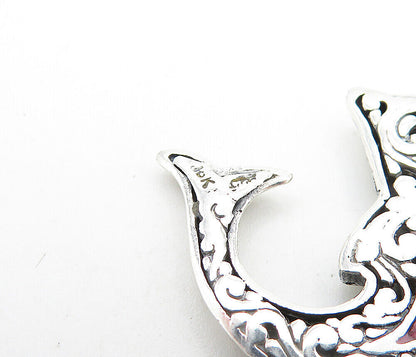 925 Sterling Silver & 18K GOLD Shiny Mother Of Pearl Dolphin Pendant PT5819
