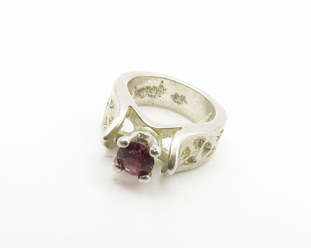 925 Sterling Silver Vintage Pink Topaz Solitaire Ring Motif Pendant  PT11049