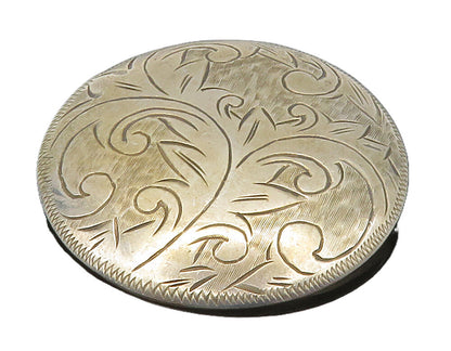 SIAM 925 Sterling Silver  Vintage Floral Vine Etched Round Brooch Pin  BP5920