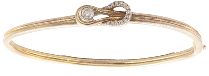 925 Sterling Silver  Vintage Cubic Zirconia Accent Thin Bangle Bracelet BT1338