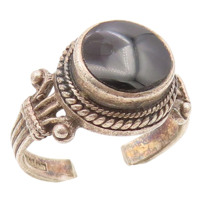 925 Sterling Silver Vintage Ring Cabochon Black Onyx Statement Band Sz 7 RG35071