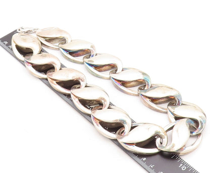 CHARLES KRYPELL 925 Silver Vintage Large Oval Swirl Chain Necklace  NE2173