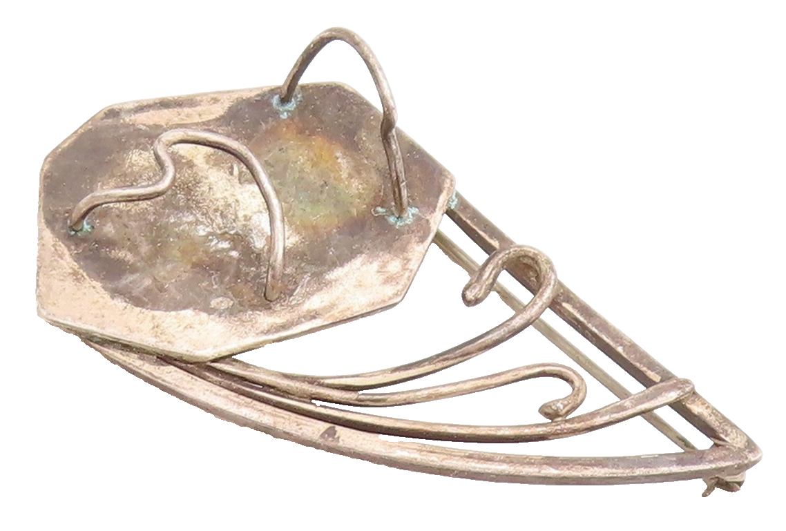 925 Sterling Silver Vintage Brooch Pin NAVAJO ZUNI Dark Tone Brutalist  BP11408