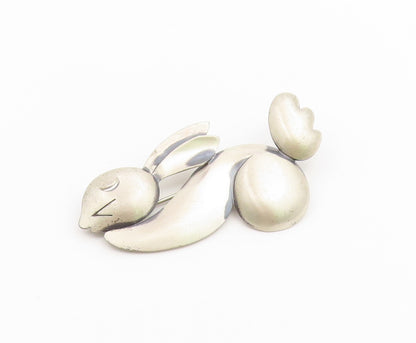 925 Sterling Silver Vintage Brooch Pin Modernist Abstract Rabbit Figure  BP12663