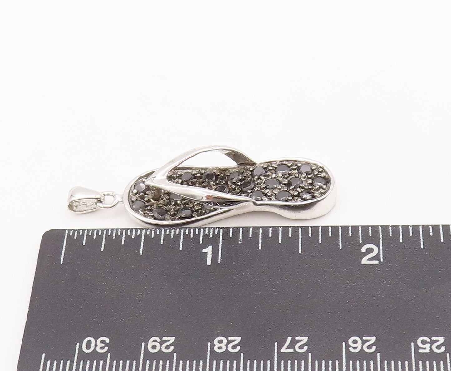 925 Sterling Silver Vintage Pendant Beaded & Onyx Inlay Cutout Sliders  PT22744