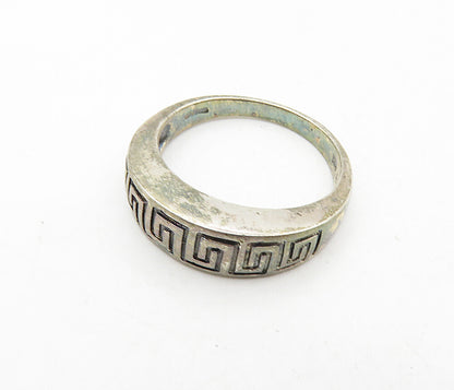 925 Sterling Silver  Vintage Dark Tone Open Greek Key Band Ring Sz 7  RG8815