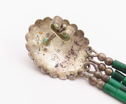 925 Sterling Silver Vintage Earrings SOUTHWESTERN Oval Turquoise Dangles EG13486