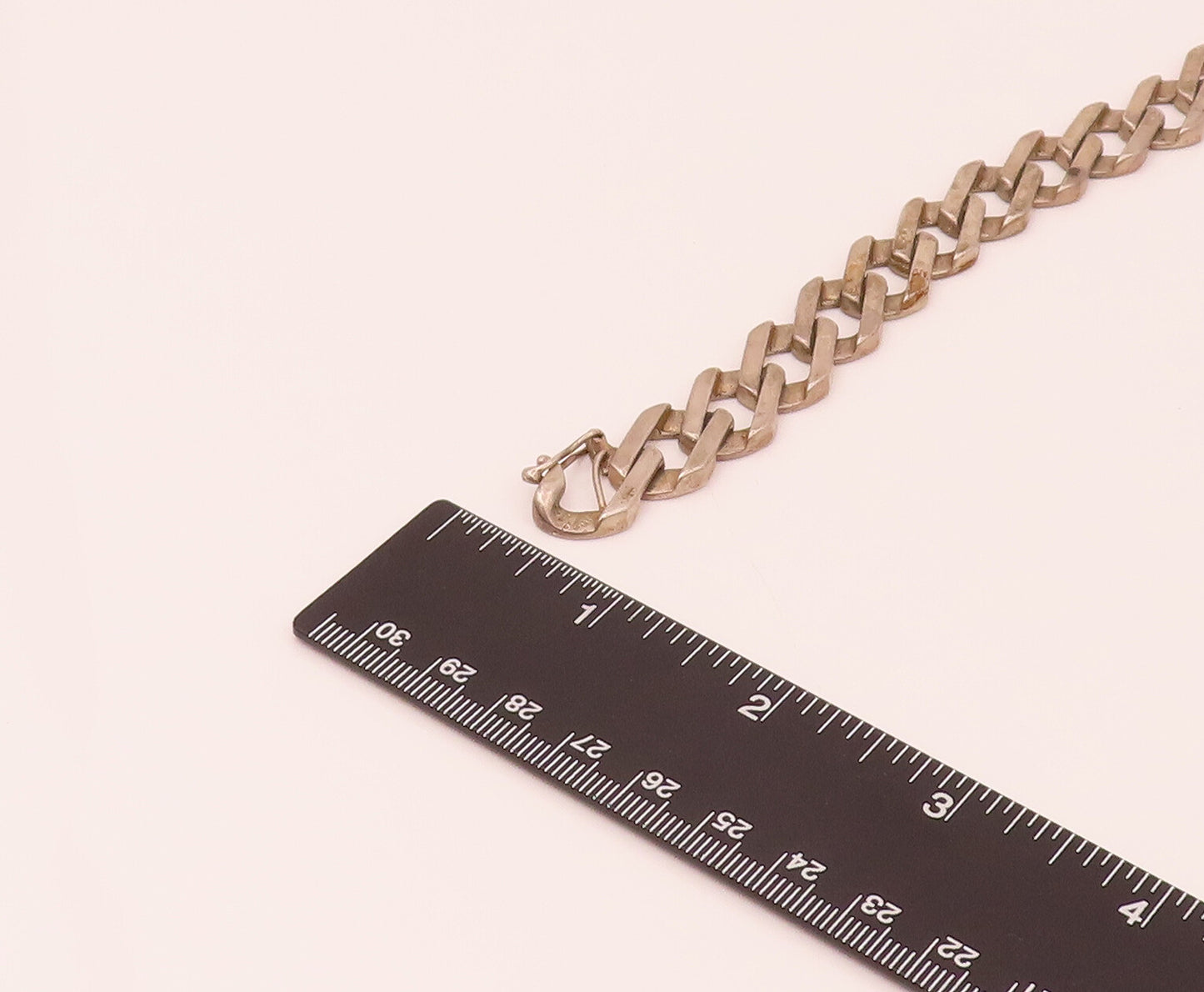 925 Sterling Silver Vintage Solid Rectangular Curb Link Bracelet  BT9803