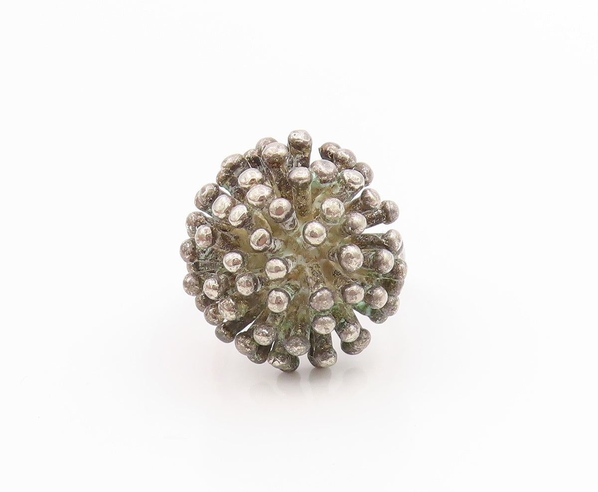 925 Sterling Silver Vintage Ring Dark Tone Amorphous Dome Band  Sz 7.5  RG33902