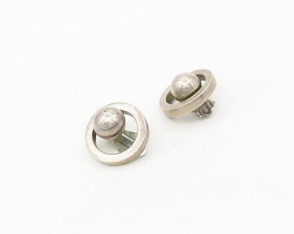 925 Sterling Silver  Vintage Dark Tone Modernist Non Pierce Earrings  EG9030