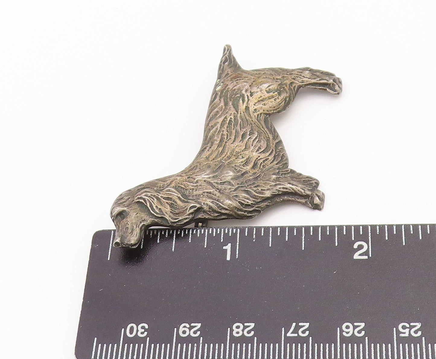 925 Sterling Silver Vintage Brooch Dark Tone Etched Golden Retriever   BP11695