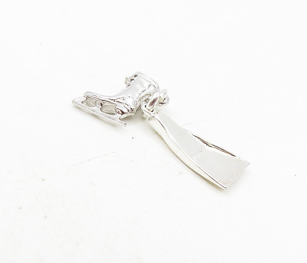 925 Sterling Silver  Vintage Petite Shiny Ice Skate & Flipper Pendant  PT6682
