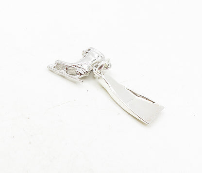 925 Sterling Silver  Vintage Petite Shiny Ice Skate & Flipper Pendant  PT6682