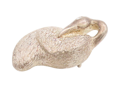 Solid Silver Vintage Belt Buckle CZ Eyed Large Pelican Bird Heavy TR3965