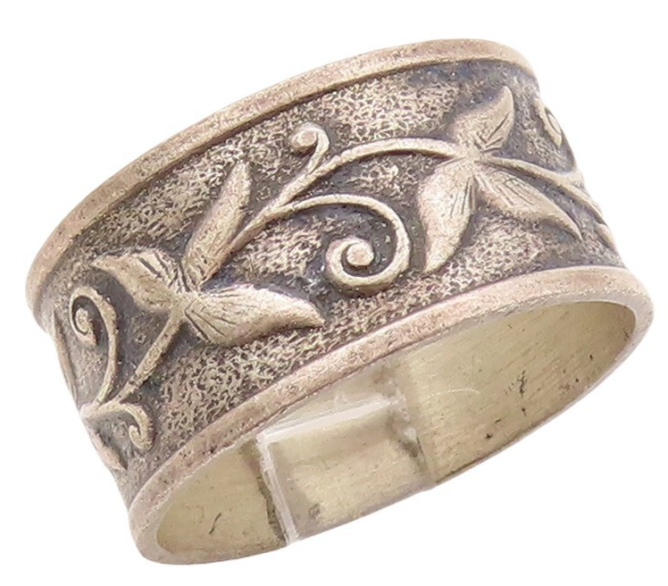 925 Sterling Silver Vintage Ring UNCAS Antique Dark Tone Floral  Sz 9  RG31008