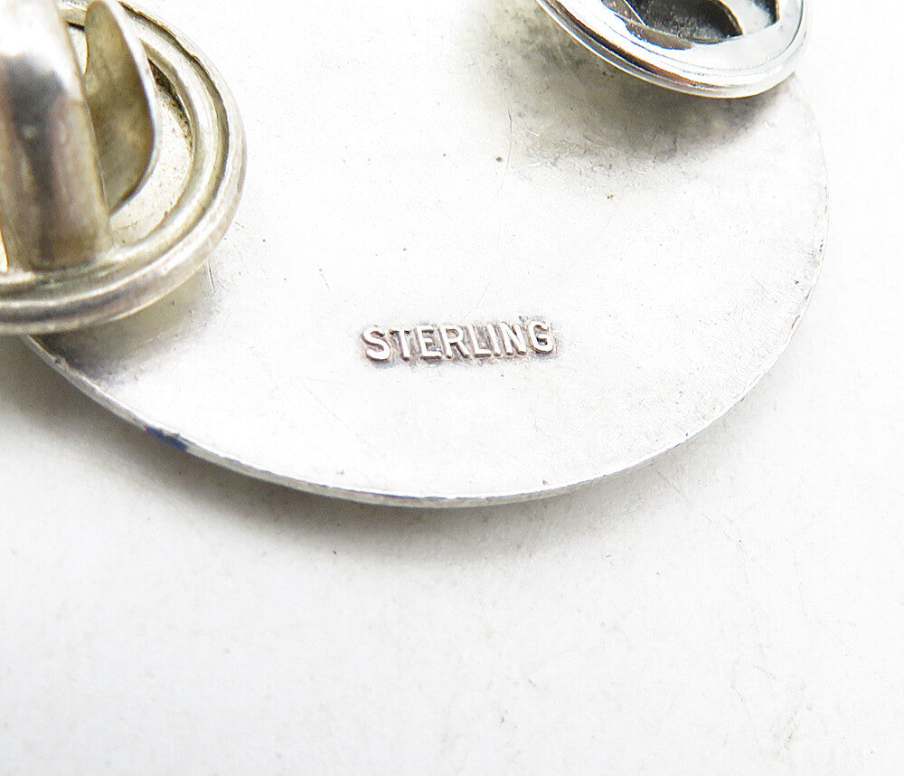 925 Sterling Silver  Vintage Enamel Globe Detail Round Lapel Pin   TR1500