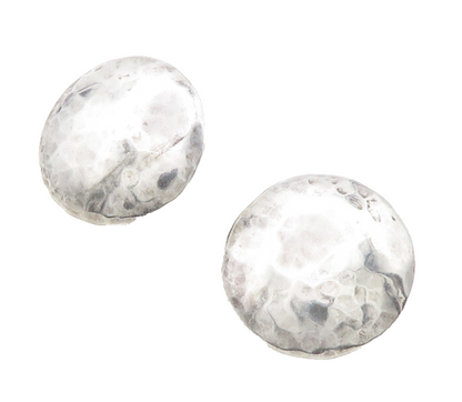925 Sterling Silver  Vintage Modernist Hammered Non Pierce Earrings  EG6593