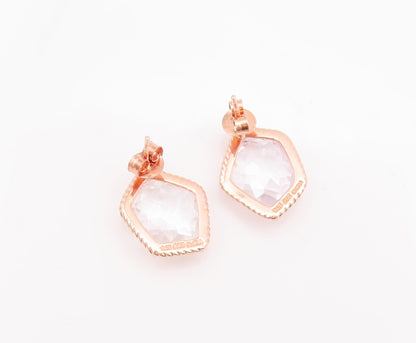 925 Sterling Silver Vintage Earrings Amorphas Cut CZ Twisted Rope Carved EG12952